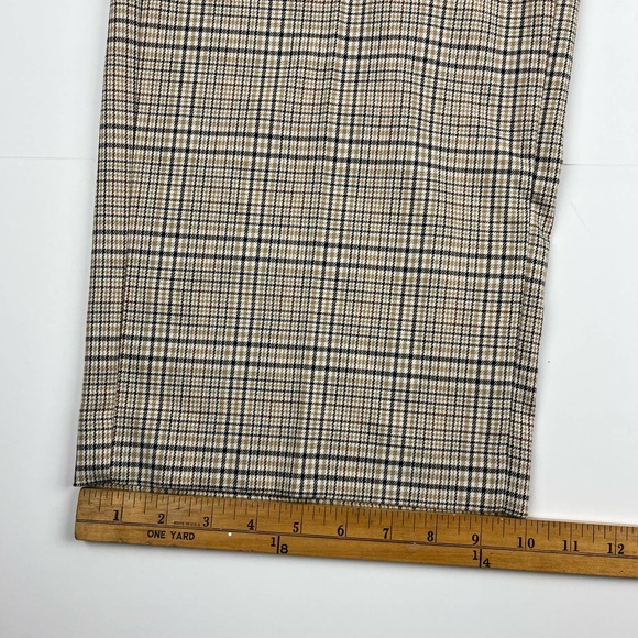 Ann Taylor Women's Petite Wide Leg Cropped Tan Brown Plaid Trouser Pants 12P - Picture 14 of 16